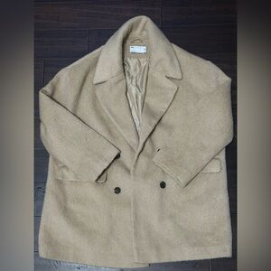 Cream faux fur coat